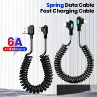 ราคา สายเคเบิลข้อมูลสั้นแบบสปริง USB C ถึง Type C 6A Dual Elbow สายชาร์จเร็วสำหรับ iPhone Pro Samsung Xiaomi (1734317427138004946)