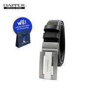 ราคา DAPPER เข็มขัดหนังแท้ Diagonal Reversible Plaque Buckle Belt แบบใส่ได้ 2 ด้าน สีดำ + DAPPER Gift Bag (1734441019350943662)