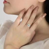 ราคา {FAN CC Shop} PERFANY Moissanite Ring For Women S925 Pure Silver Plated 18K White Gold Round Diamond Proposal Wedding High-end Jewelry (1734368701514876717)