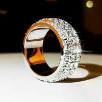 ราคา High-end Inlaid Moissanite Ring for Men 18K White Gold Diamond Ring European and American Sparkling Starry Sky New Classic (1733518288238773501)