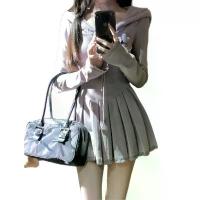 ราคา First Love Pure Desire Purple Hooded Dress for Spring and Autumn. Short design for sweet and spicy girls. เดรส สายเดี่ยว ชุด สวย เรียบ หรู (1733592174541374737)