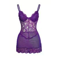 ราคา Purple Lace Lingerie Dress V Neck Sexy Women's Lingerie And Pajamas Comfortable Valentine's Day Gift for Her (1734428400717432218)