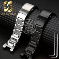 ราคา สายนาฬิกา สแตนเลส สีดำและสีเงิน สำหรับ Casio G-SHOCK GST-S130/S110/S120/W130/B100 แถบเหล็ก โซ่นาฬิกาผู้ชาย (1732780520037254177)