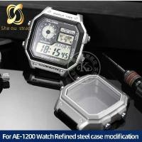 ราคา กล่องนาฬิกาเหล็ก, สำหรับนาฬิกา Casio 3299 AE-1200, ชุดโลหะดัดแปลง, พร้อมวงแหวนกันน้ำ, สกรูสแตนเลสและฟิล์มกระจกนิรภัย (1732792118295496459)