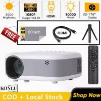 ราคา จอฉายภาพ [ของขวัญฟรี: 1*จอโปรเจคเตอร์80นิ้ว+ขาตั้งกล้อง] KONLU โปรเจคเตอร์ Android 9.0 mini projector โปรเจ็กเตอร์ขนาดเล็กแบบพกพา บลูทู ธ ด้วยหน้าจอ 200'' เหมาะสำหรับ มิเรอร์โท (1734264925857089524)