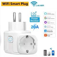 ราคา [COD] Tuya 20A Smart Plug WiFi Socket EU with Power Monitoring Timing Function Smart Socket Works with Alexa,Google Home,Smart Life (1733020017556817358)
