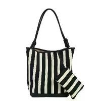 ราคา Black and White Striped High-End Bucket Bag Large Capac (1733655773553722787)