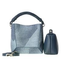 ราคา Processed Autumn Niche Top Layer P Denim Pattern Fashion Bucket Bag for Women Solid Color Handheld Small Square Bag (1734067896198792804)