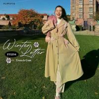 ราคา FLAT2112 : WINTER LETTER TRENCH COAT เสื้อโค้ทตัวยาว สีเบจ แต่งดอกกุหลาบ เสื้อคลุม ดีเทลเข็มขัดและกระเป๋า (FF1294) (1733677741243074105)