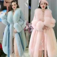 ราคา Autumn Winter Coat Faux Wool Coat Faux Fox Fur Collar Woolen Coat Faux Fur Coat Women's Long Cotton Coat (1734286166731556095)