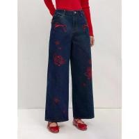 ราคา [Pomelo] กางเกงยีนส์ทรงขาบานปักลาย / Embroidered Wide-Leg Jeans (1733936224025936987)