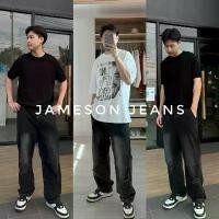 ราคา Jameson jeans 018 (790.-) กางเกงยีนส์ผู้ชายขากระบอกกลาง แต่งขาด สีดำเท่ ผ้ายีนส์นิ่ม ใส่สบาย (1733944922106660166)