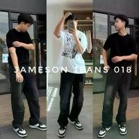ราคา 018 Jameson jeans (790.-) กางเกงยีนส์ผู้ชายทรงขากระบอกกลาง สีดำเฟด แต่งขาด ผ้ายีนส์นิ่ม ใส่สบาย (1733944971656660840)