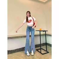 ราคา jeans ผ้ายีนส์ เอวสูง กางเกง ยีนส์ กางเกงยีนส์ กางเกงยีนส์ขาม้าผ่าหน้าเก๋ๆ ผ้านิ่มยืด กระชับเก็บทรงสวย ใส่สบาย jeans ผ้ายีนส์ เอวสูง กางเกง ยีนส์ กางเกงยีนส์ (1734374987589388228)