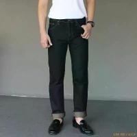 ราคา EWFIWFI SHOP Golden Zebra Jeans กางเกงยีนส์ชายขากระบอกเล็กผ้ายืดฟอกสีสนิมดำ คลังสินค้า (1733604938461119757)