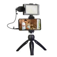ราคา PULUZ Live Broadcast Smartphone Video Light Vlogger Kits with Microphone + LED Light + Tripod Mount + Phone Clamp Holder (Black) (1729609424499936093)