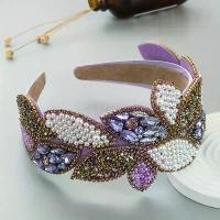 ราคา Elegant Baroque Style Women's Rhinestone and Leaf Headband - Wide, Shiny Personalized Hair Accessory with Multicolored Gemstones, Perfect for Parties, Valentine's Day, and Specia (1734412492737905795)