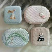ราคา Fresh and Cute Earrings Ring Necklace Double Layer Exquisite Embroidery Velvet Portable Travel Jewelry Storage Box (1733465097697134504)