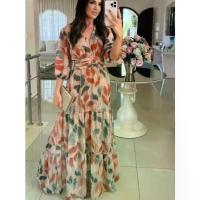 ราคา เดรสยาวแฟชั่นสตรี สไตล์ยุโรปและอเมริกา คอวี พิมพ์ลาย เรียบหรู เหมาะสำหรับฤดูร้อน มาใหม่ในปี 2568 baju kurung ชุดเดรส อิสลาม คน อ้วน ไซส์ ใหญ่ 100 โล (1732325098109830244)