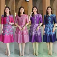 ราคา ชุดเดรส ทำงาน คุณครู ข้าราชการ เซ็ท2ชิ้น เดรสแขนกุด และ เสื้อคลุม ผ้าไหมญี่ปุ่น พิมพ์ลาย ผ้าไทย (1733739324921251279)