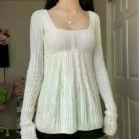 ราคา เสื้อถักสายเดี่ยวผู้หญิง แขนยาว คอเหลี่ยม สีพื้น ทรงหลวม เสื้อยืด เสื้อกันหนาว (1733284072449541211)