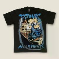 ราคา เสื้อยืด Betty Boop x Popeye ล้อเลียนหนัง Titanic เสื้อการ์ตูนวินเทจยุค 90s/Y2K งานทำใหม่ (1733405825143571724)