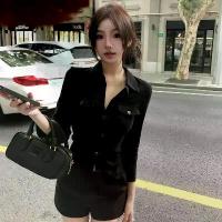 ราคา เสื้อยืด คอปกโปโล ทรงสลิมฟิต แขนยาว แฟชั่นสตรี เสื้อลำลอง ทำจากเส้นใยโพลีเอสเตอร์ แขนยาว คอปกพลิก มีกระเป๋า ดีไซน์ (1732525494522905917)