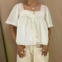 ราคา เสื้อฤดูร้อน สำหรับผู้หญิง แขนสั้น คอเหลี่ยม ติดลูกไม้ เสื้อยืด Babydoll (1733647186822071499)