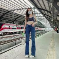 ราคา 7006 สวยไม่ไหว กางเกงยีนส์ ยีนส์พี่หมวย Saran - ยีนส์ทรงขาม้าโบกี้ (1733760687716205686)