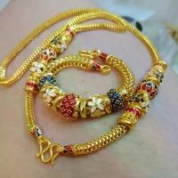 ราคา สร้อยคอ-ข้อมือ5บลงยาคอหกเสามือสี่เสาทองหุ้มฟรีกล่องตะขอ (1734226867555894621)