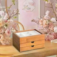 ราคา ที่ใส่กล่องเก็บเครื่องประดับ 3 ชั้น ตู้โชว์ สำหรับต่างหู สร้อยคอ และโต๊ะเครื่องแป้ง (1733605702844909091)