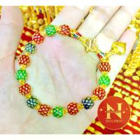 ราคา กำไลข้อมือ สร้อยข้อมือ เม็ดสัปปะรดลายสุโทัยลงยา น้ำหนัก 3 บาท งานสวยจริง%ทองหุ้ม ทองชุบ#นพคุณห้างทอง# (1734418383236925266)