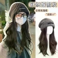 ราคา Korean Style Hat Wig One-piece Hat Women's Fashion Natural Autumn and Winter Knitted Hat Long Curly Hair Wig Headgear Western Style (1734031869921363086)