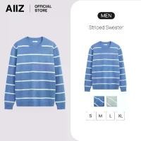 ราคา AIIZ (เอ ทู แซด) - AIIZ เสื้อสเวตเตอร์ผู้ชายคอกลมแขนยาวทอลายทาง AIIZ Men's Striped Sweater (1733831156215547854)