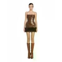 ราคา LSOUL RINA DRESS เดรสเกาะอกเข้ารูปแวววาว ตกแต่งขนสีน้ำตาล (1731928975369014140)