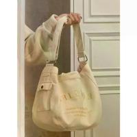 ราคา Large Capacity Casual Canvas Bag for Women 2025 New American Fashion Tote Bag with Embroidered Letters Commuter Crossbody Bag (1734267331351905892)