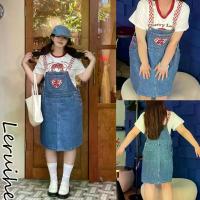 ราคา L-4XL Denim Skirt Suspender Skirt Denim Dress Spaghetti Strap Dress Denim Suspender Skirt Loose Cute Embroidered Patchwork Age-Reducing Vintage Dress for Women (1734255734864512829)