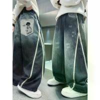 ราคา 2025 New Arrival Boys' Embroidered Denim Long Pants - Loose Fit Straight-Leg Trousers with Elastic Waistband, All-Season Casual Streetwear for Teens & Kids, Teenage Clothing, Com (1733291569097246425)