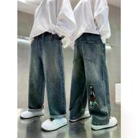 ราคา Boys' Loose Fit Denim - Streetwear Style with Cartoon Character Print, Elastic Waistband & Mid-Rise Straight-Leg Design, All-Season Comfort for Skateboarding, Roller Skating & Ou (1733620641508459996)
