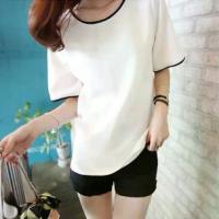 ราคา เสื้อยืดคอกลม Streetwear สีขาวล้วน (1729665299016420107)