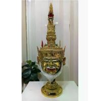 ราคา หัวพระไทยปู่ภุชงค์ พญานาค ขนาดครอบศรีษะ งานกระดาษ ใส่ตาแก้ว ปิดทองเค ประดับพลอย ฟรีฐานไม้อัดสีแดง งานสวย ฝีมือช่างไทยประณีต เศียรครู เศียรเทพ หัวโขน khon mask (1734382224437118717)
