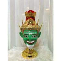 ราคา ☝เศียรครู พ่อแก่ ปู่ฤาษี เพชรฉลูกัณฑ์ ขนาดครอบ งานกระดาษ ปิดทองเค ประดับกระจก งานสวย พร้อมฐานไม้อัดสีแดงฟรี khon mask♗ (1733677857146504775)