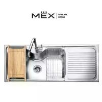 ราคา MEX รุ่น SUMO3BL SET อ่างล้างจาน 1 หลุม 1 ที่พัก ขนาดอ่าง 71 x 41 ซม. (Set อ่างพร้อมอุปกรณ์) สเตนเลส สตีล AISI 304 (1730626581655882188)