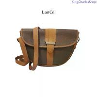 ราคา กระเป๋า Antique Bag Lancel Genuine Leather Vintage Khaki Brown Half Moon สินค้ามือสองแบรนด์แท้ ขายร้อน (1733377886343300960)