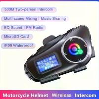 ราคา Q58-MAX Motorcycle Helmet Intercom Wireless 5.3 500m Waterproof Moto Intercom with Music Sharing LCD Display (1733953905951409510)