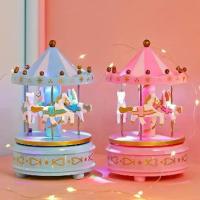 ราคา 【คนไทยแนะนำ!】 กล่องดนตรี ม้าหมุน Carousel Music Box มีไฟ มีเพลง หมุนได้ หีบเพลงม้าหมุนแต่งห้อง ของขวัญวันวาเลนไทน์ (1733154661467653477)