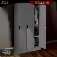 ราคา [จัดส่งพร้อมติดตั้งฟรี] KOL ตู้ล็อคเกอร์ 3 ประตู พร้อม 1 ราวแขวนผ้า 2 แผ่นชั้นและกุญแจต่อช่อง**ออก e-tax ได้** (1731839424374671816)