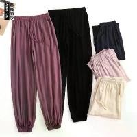ราคา Summer Women's Thin Cotton Lantern Pants Adult Anti-Mosquito Beach Pants Artificial Cotton Casual Loose Jogger Sleep Pants (1733295133224240267)