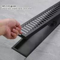 ราคา [COD] Bathroom shower floor drain, household and hotel long strip floor drain, 304 stainless steel black floor drain (1733458609078175182)