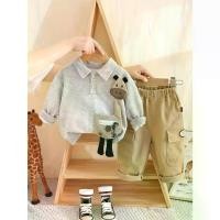 ราคา 2pcs ' Giraffe Print School Uniform Set - Long Sleeve Dress Shirt & Pants with Collar, Animal-Themed Outfit for Kindergarten, Christmas, Birthday Parties, Casual Winter Wear ( to (1733437262925432284)
